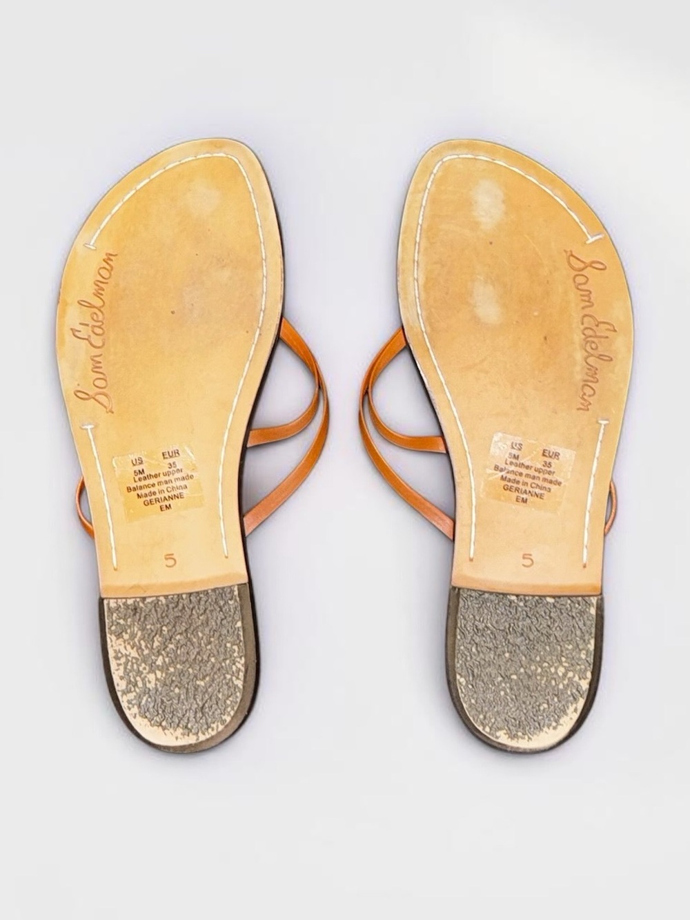 Sam Edelman Gerianne Leather Flip Flop Sandals Brown Women’s US 5 EU 35 GUC - Picture 5 of 7